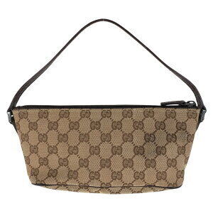 Gucci Brown Handbag Canvas Accessory Leather Pouch GG